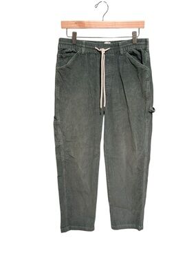 BDG Olive Corduroy Drawstring Straight-Leg Pants